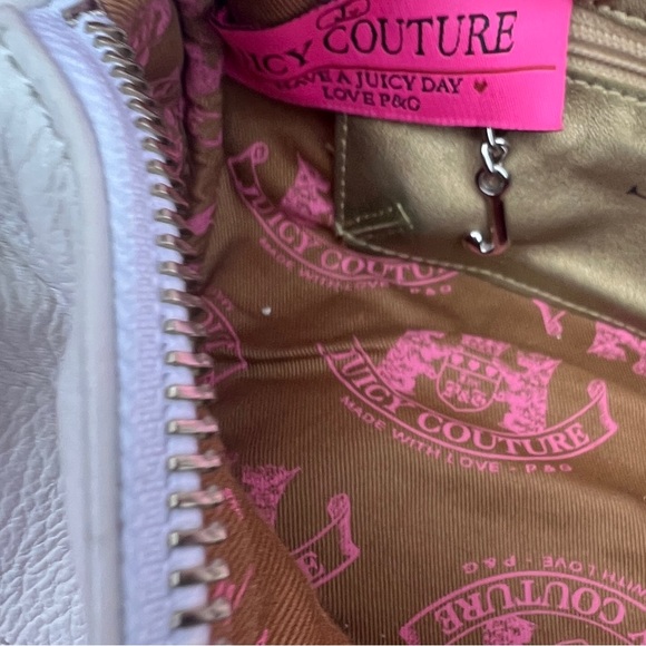 Vintage White Juicy Couture Purse Barrel Bag Handbag Satchel Y2K - Picture 11 of 13